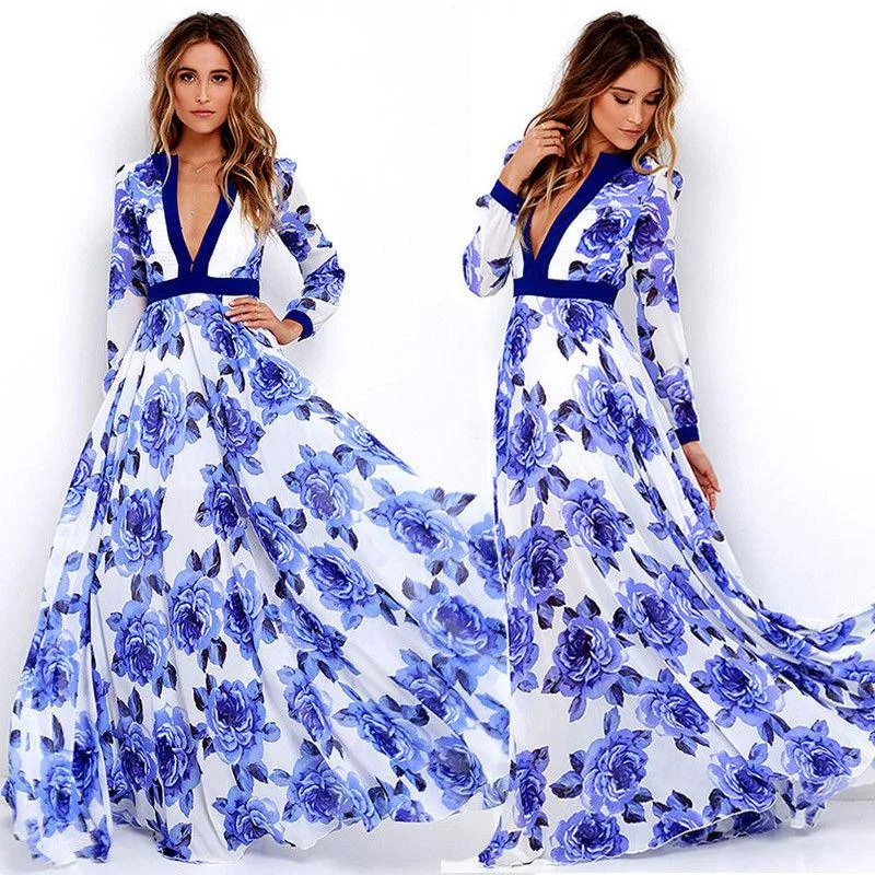 Best Women Blue long dress Light Floral Skirt