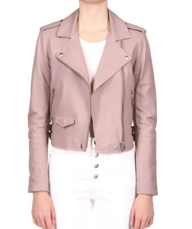 Ashville Biker Jacket In Mauve Pink