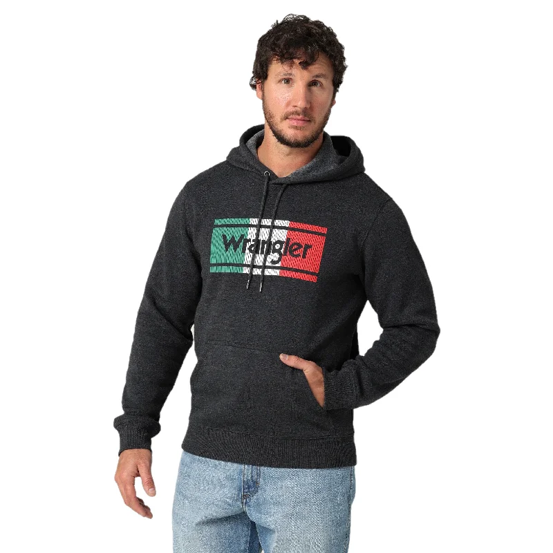 Wrangler® Men's Mexican Flag Caviar Heather Pullover Hoodie 112319233