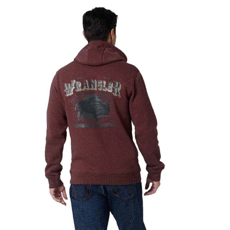 Wrangler® Men's MH Burgundy Heather Pullover Hoodie 112319257