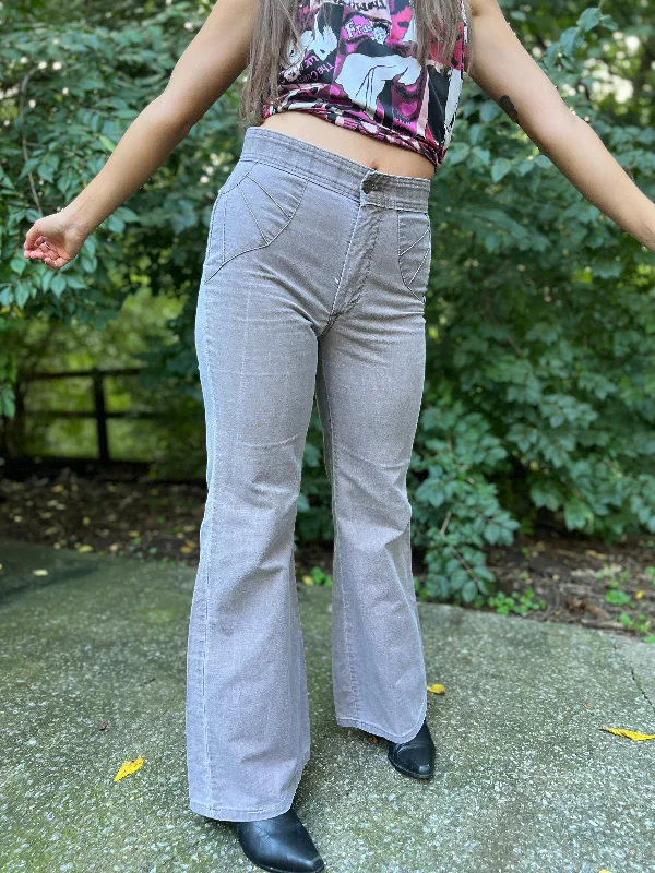 70s Gray High Waisted Bell Bottom Pants, A Smile, Inc. Double-Layered Running Shorts