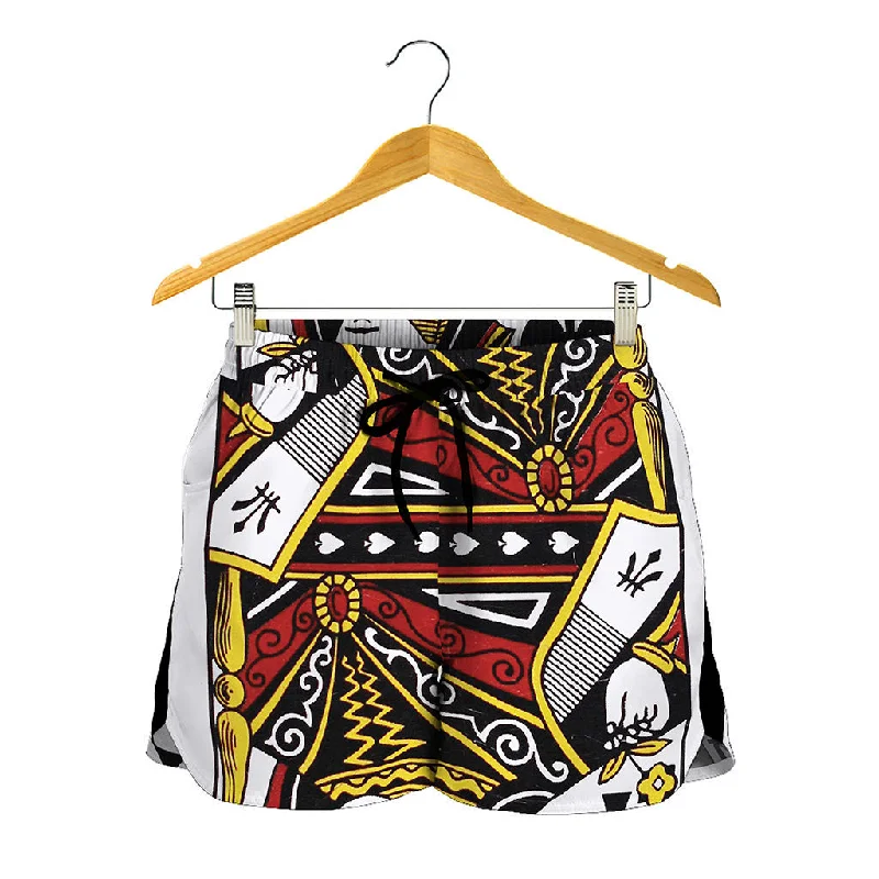 Queen Of Spades Playing Card Print Women's Shorts Vacation-Ready Shorts