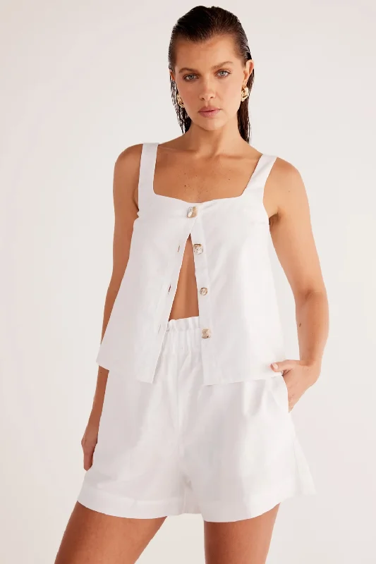 SNDYS THE LABEL SHELLEY LINEN SHORT - WHITE