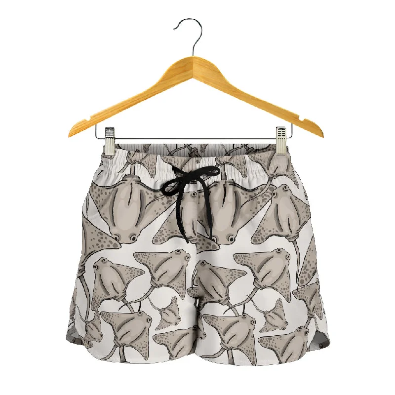 Stingray Pattern Print Design 05 Women Shorts Trendy Pleated Shorts