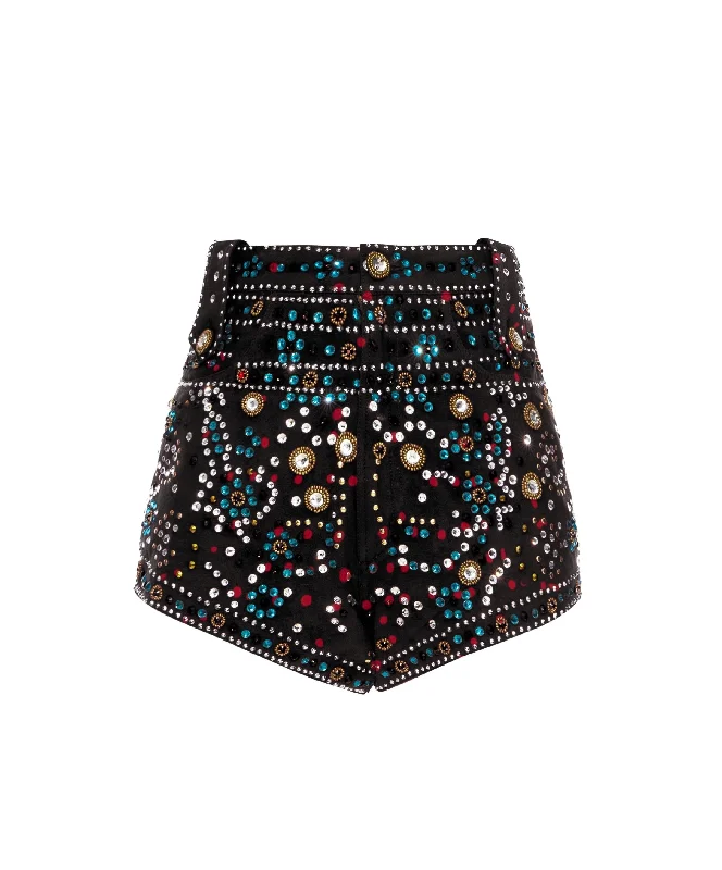 Ziggy Black Shorts Printed Cotton Shorts