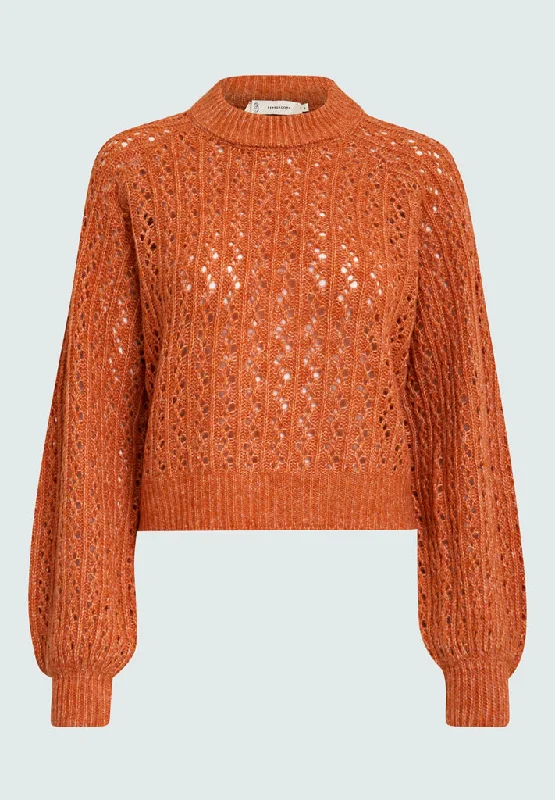 PCCecilie GRS Round Neck Knit Pullover - Rust Orange Melange